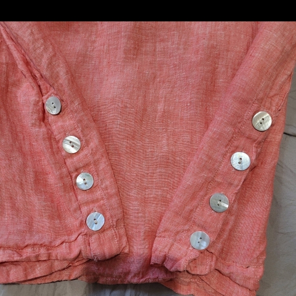 Tahari Linen Womens SZ. 1X Linen Popover top coral Beachy Boho lagenlook tunic - Picture 6 of 11